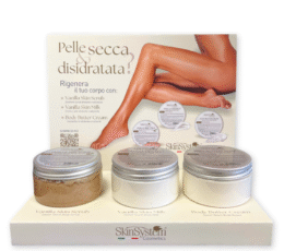 Espositore con prodotti per Pelle Secca
